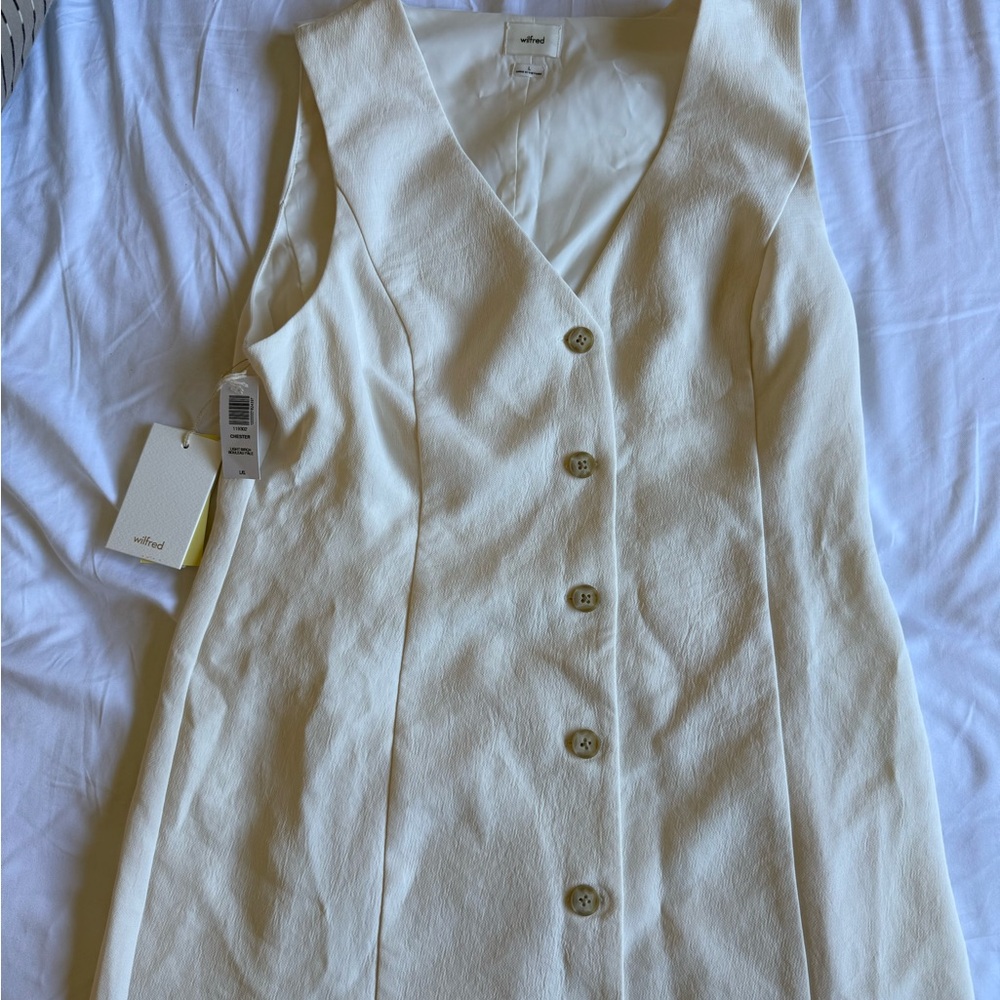 aritzia wilfred chester dress light birch beige colour new with tags AND bag